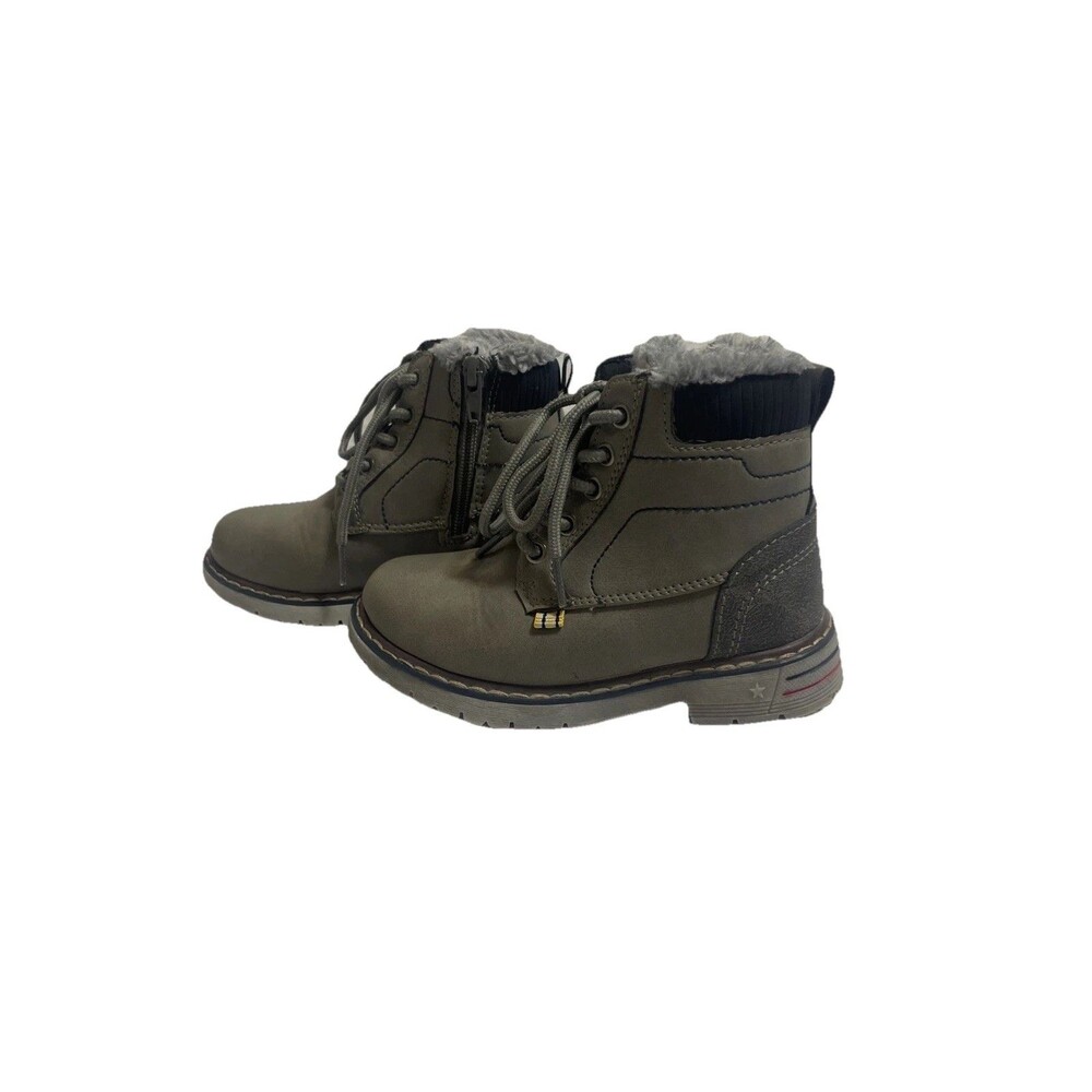 Mishansha Kids Ankle Winter Boots Size 11 EU 28 Faux Fur Lined Zip Grey Unisex